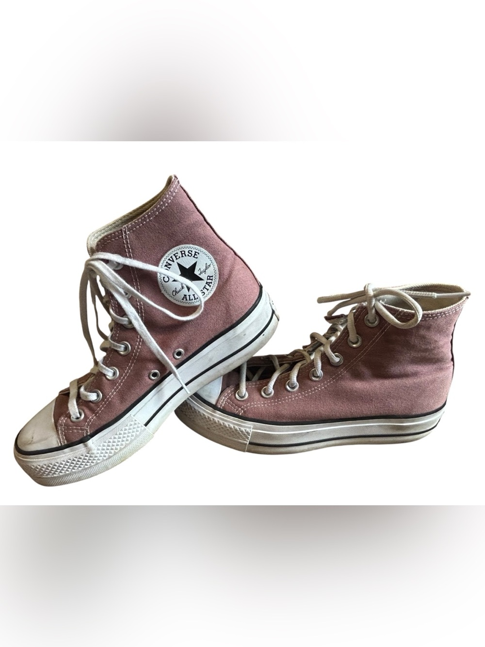 Converse Pink Chuck Taylor High Tops Distressed Women’s 7